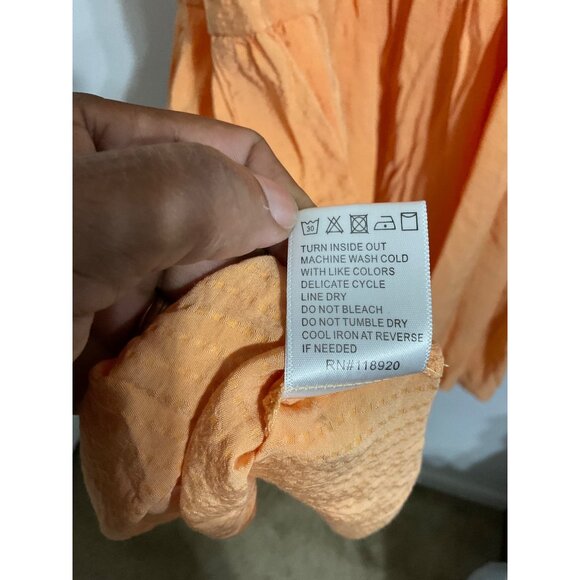 LUCY PARIS Midi Dress Kierlan Tiered Skirt Puff Sleeves Orange size Small - Picture 9 of 14